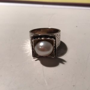 Silpada silver pearl ring